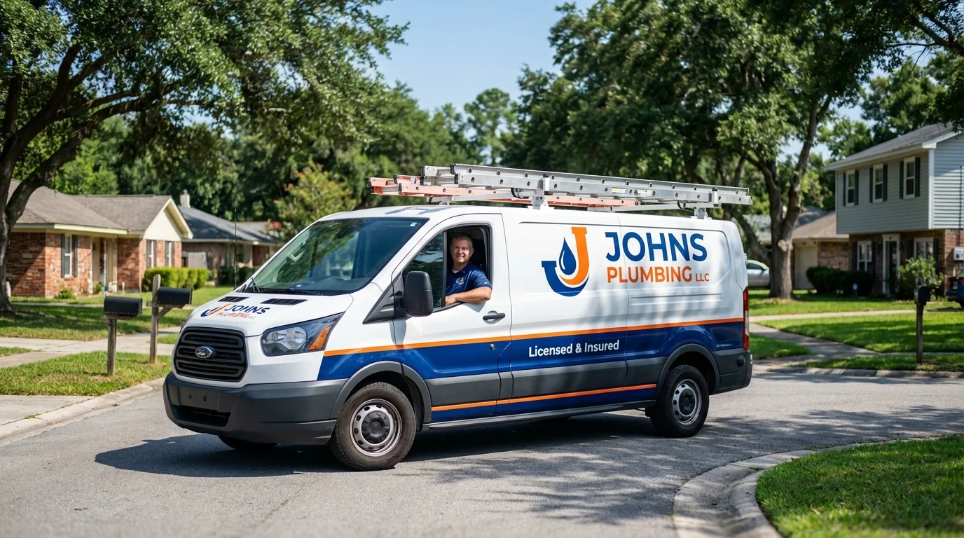 Johns Plumbing LLC service van in Groves, TX