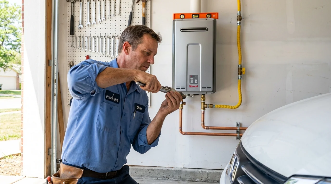 Tankless water heater installation by a Johns Plumbing LLC plumber in Groves